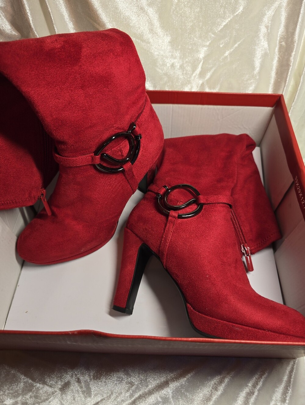 Impo Olita Scarlet Red Faux Suede Knee High Boots - Size 6 (Excellent Condition)